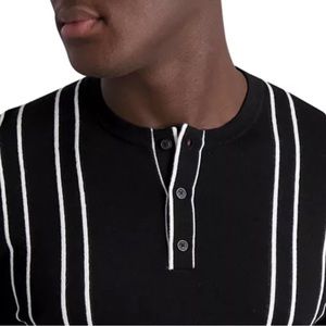 Karl Lagerfeld cooling striped Henley sweater size M. Never worn.NWOT